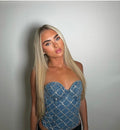 Diamanté denim corset