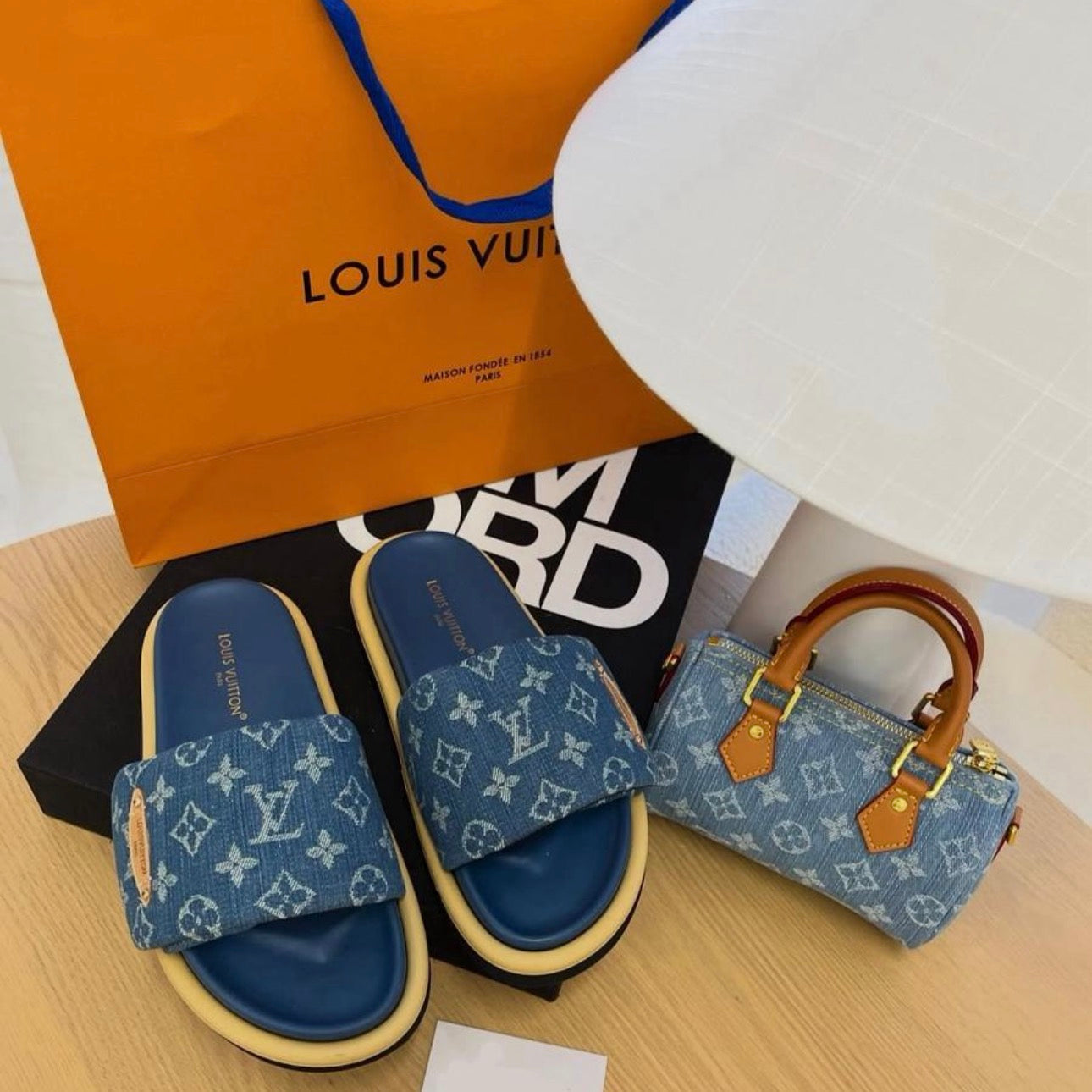 Lilly denim sliders (PRE ORDER)