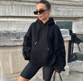 Black ruched hoodie