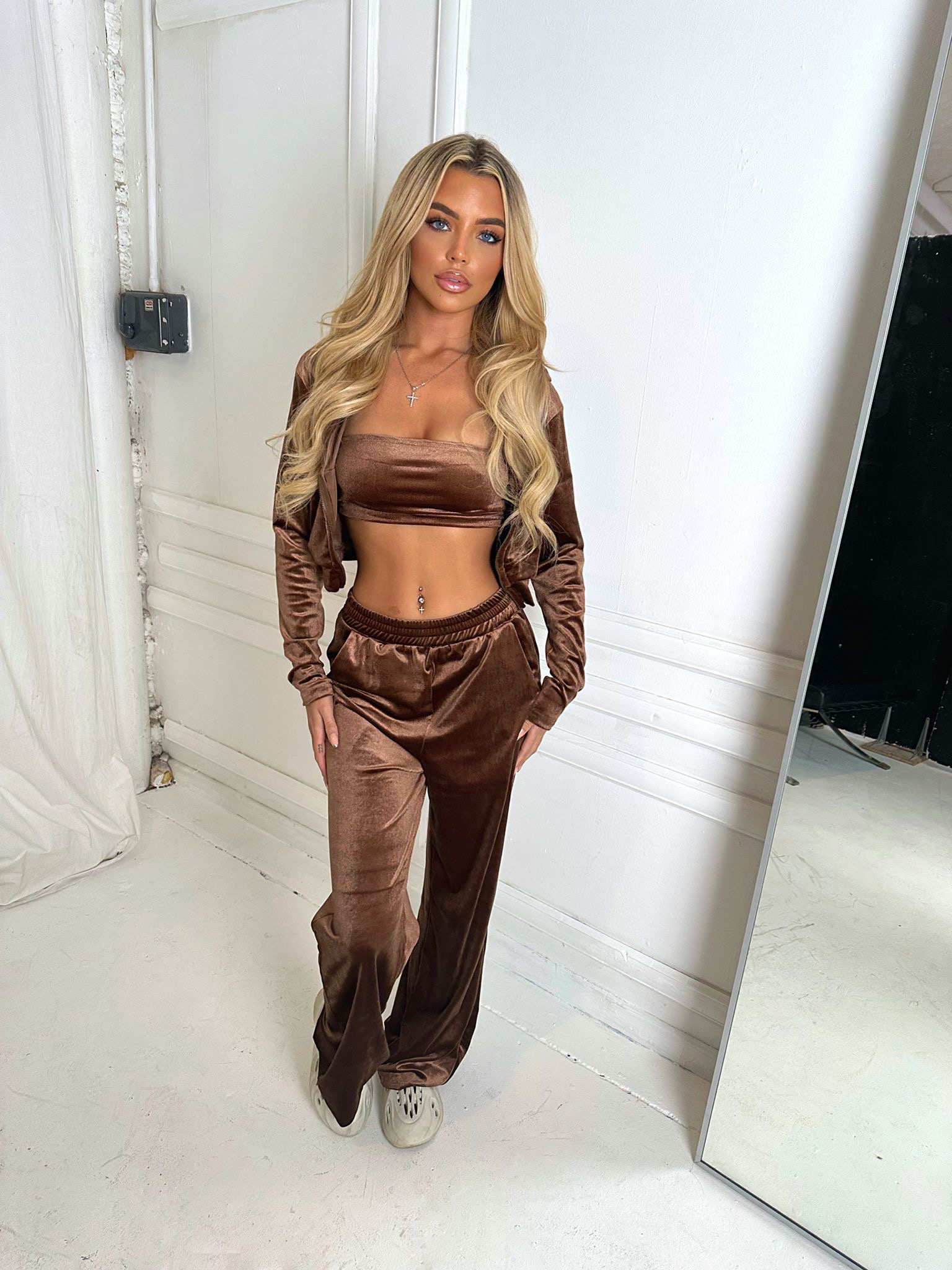 Coffee velvet tracksuit