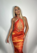 Summer orange midi dress