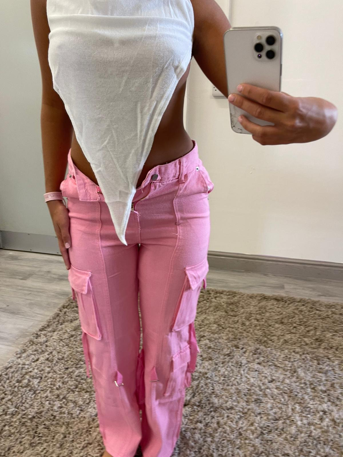 Pink cargo trouser